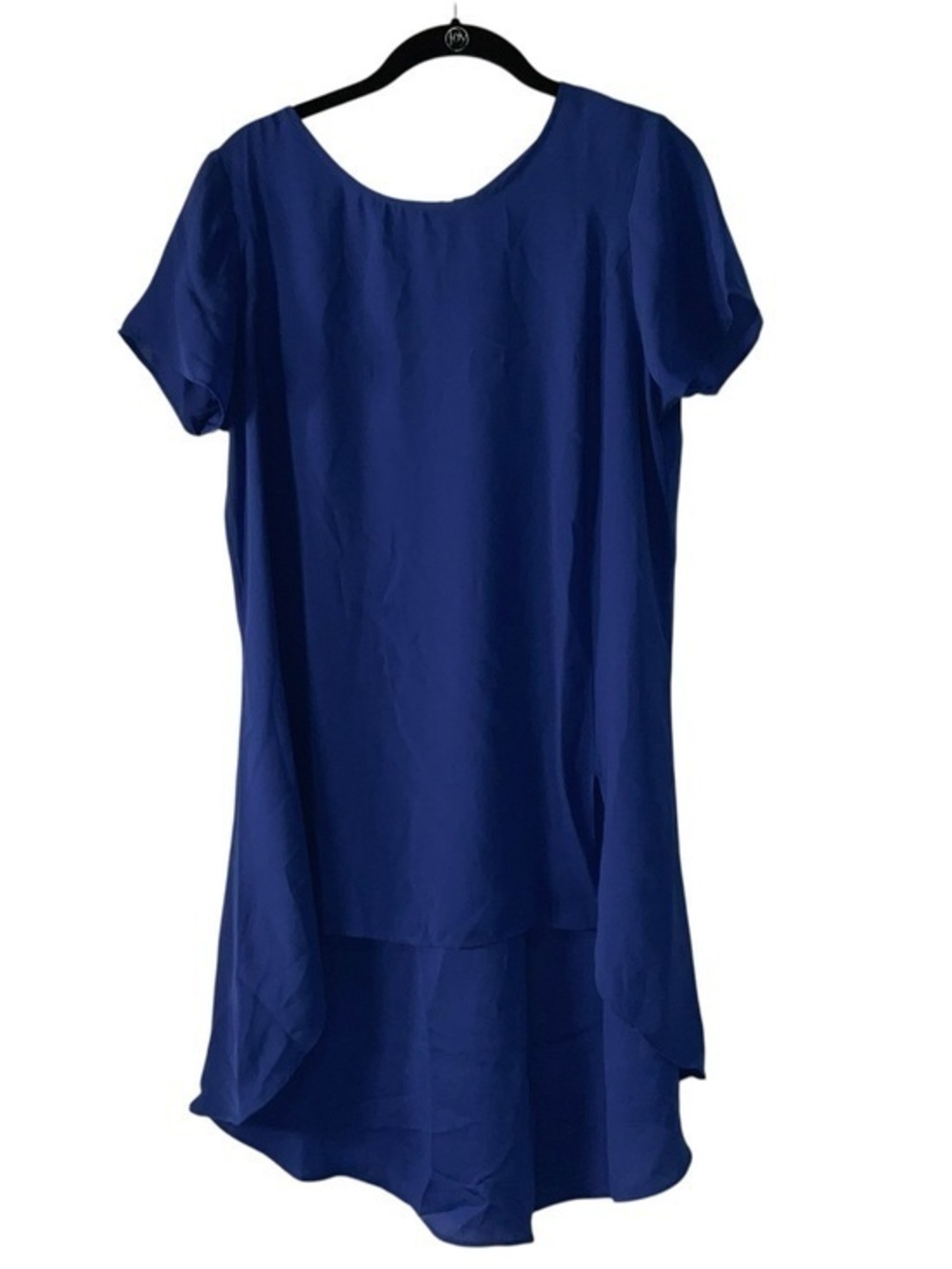 H by Halston Short Sleeve High-Low Tunic in Royal Blue